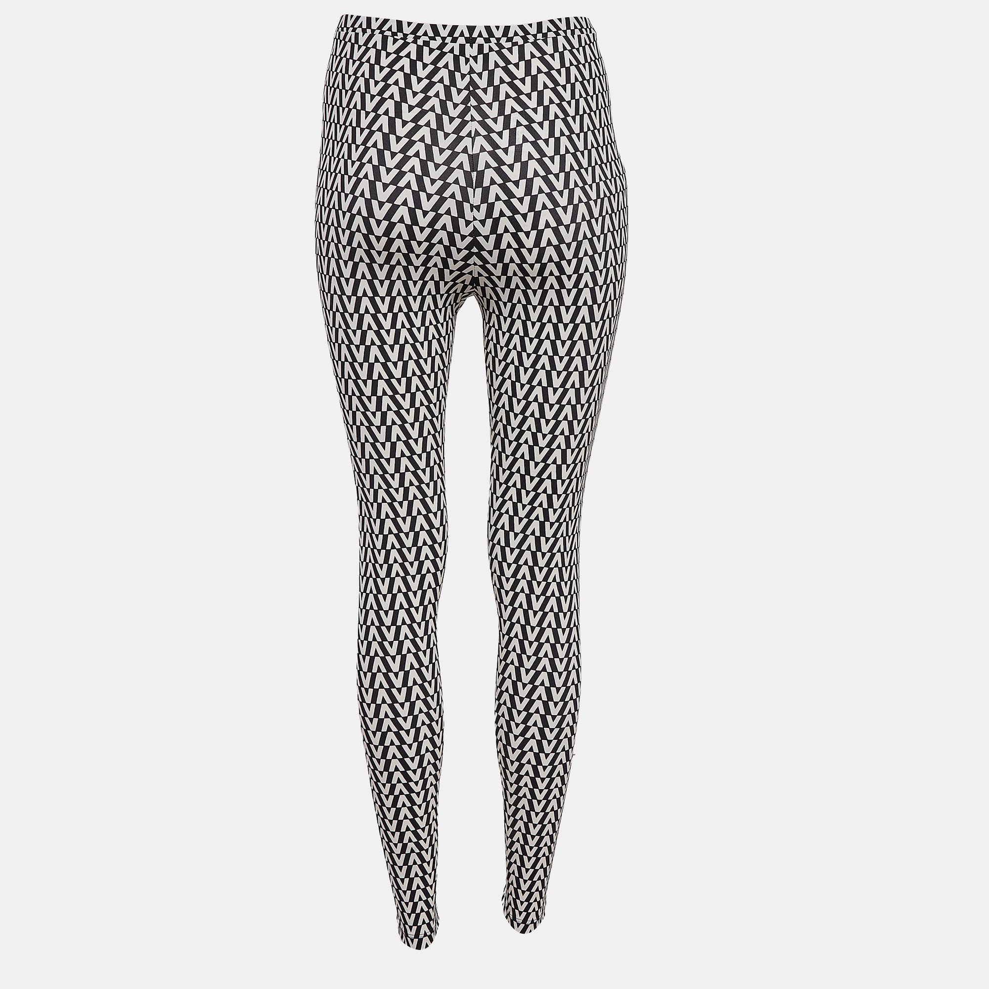 Valentino White/Black V Optical Print Jersey Leggings XS