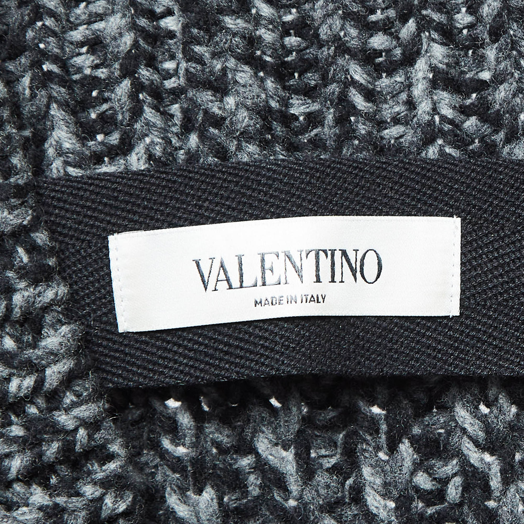 Valentino Grey Wool Knit V Neck Knit Sweater XS