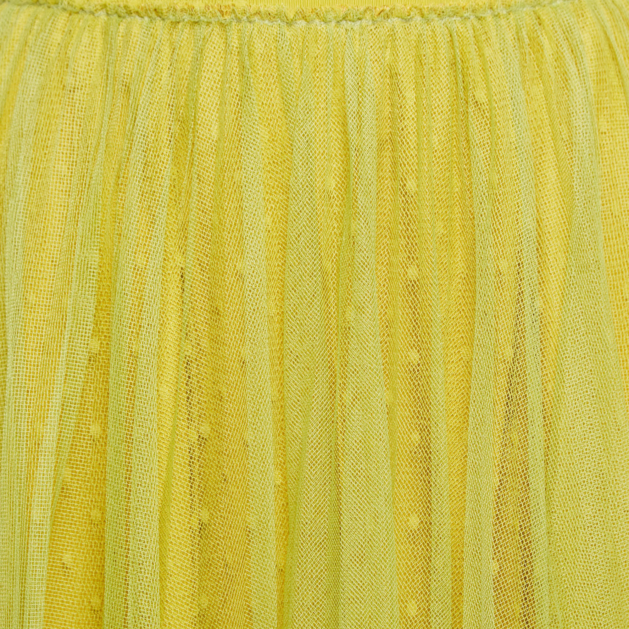 RED Valentino Green/Yellow Tulle Midi Skirt XS