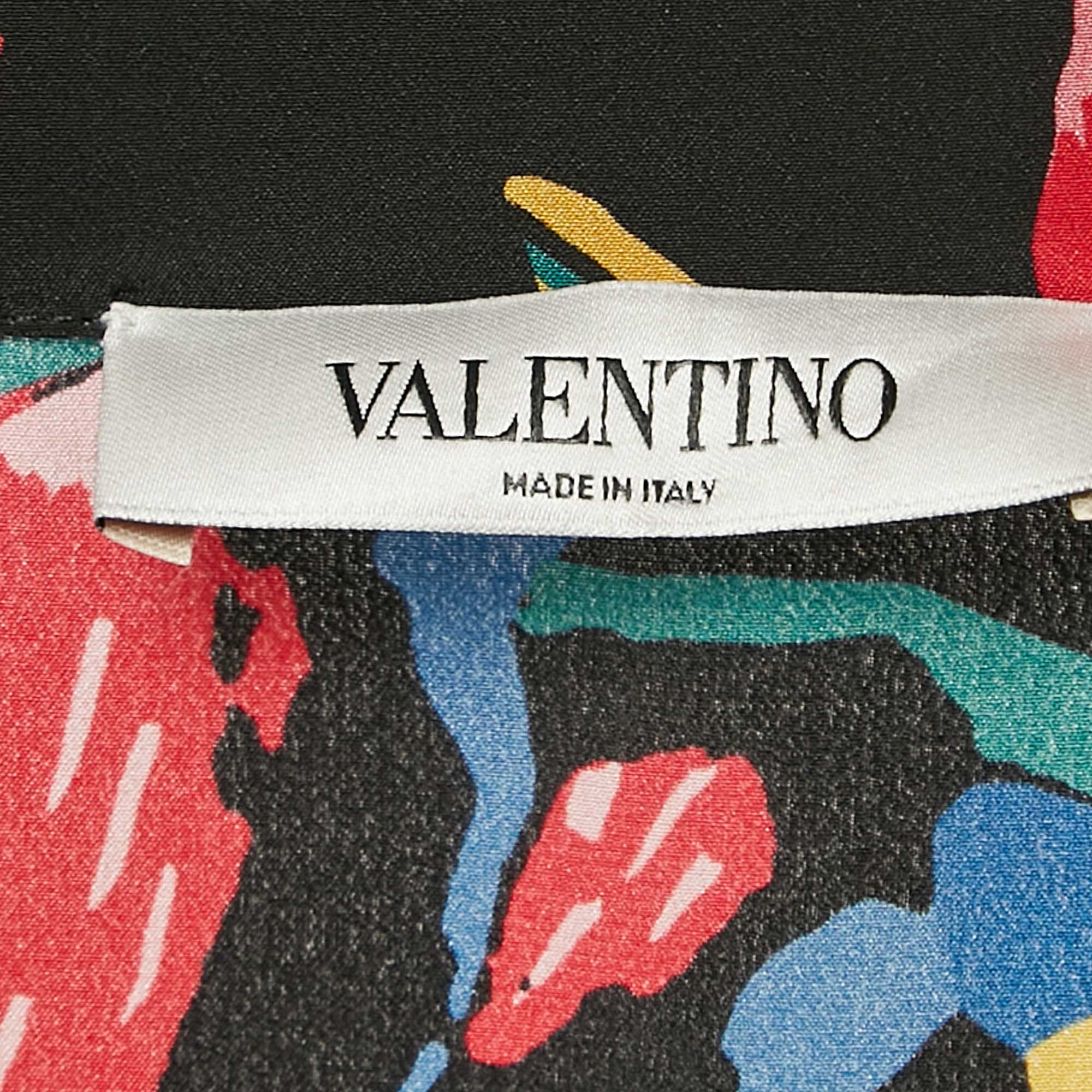 Valentino Black Tropical Print Silk Shirt And Pants M