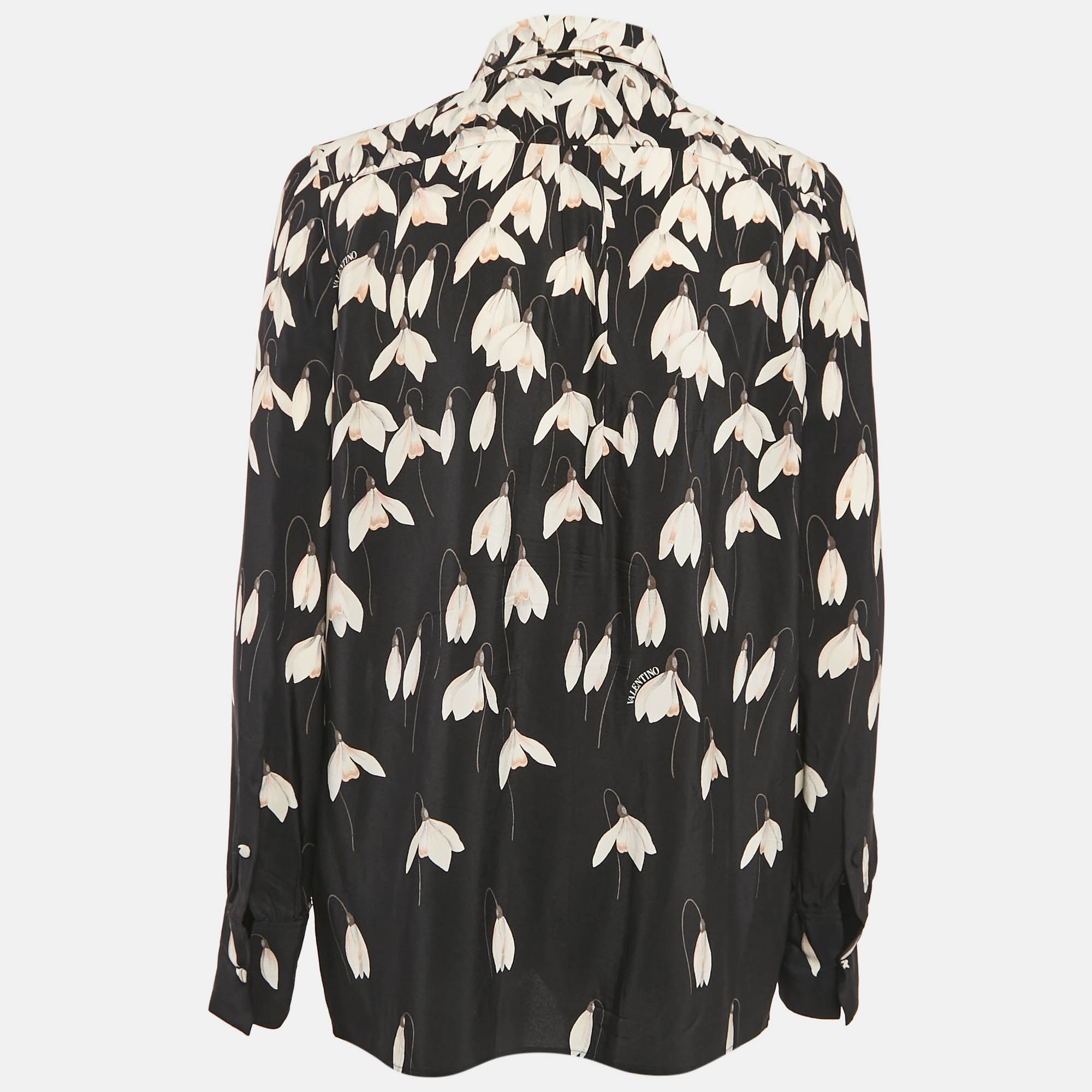 Valentino Black Bucaneve Print Silk Shirt M