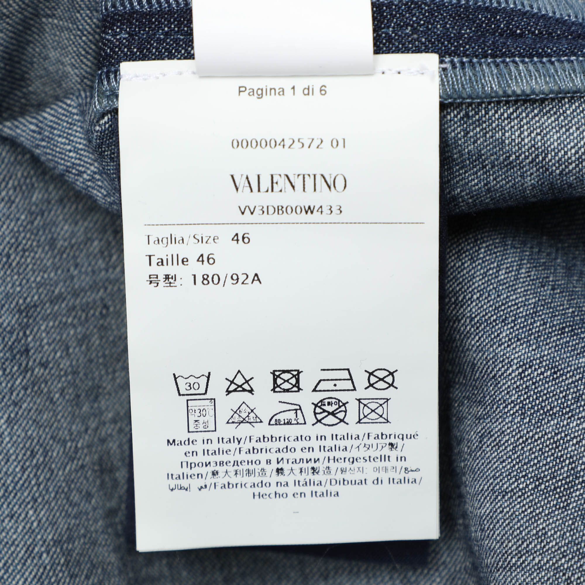 Valentino Blue Denim Long Sleeve Shirt L