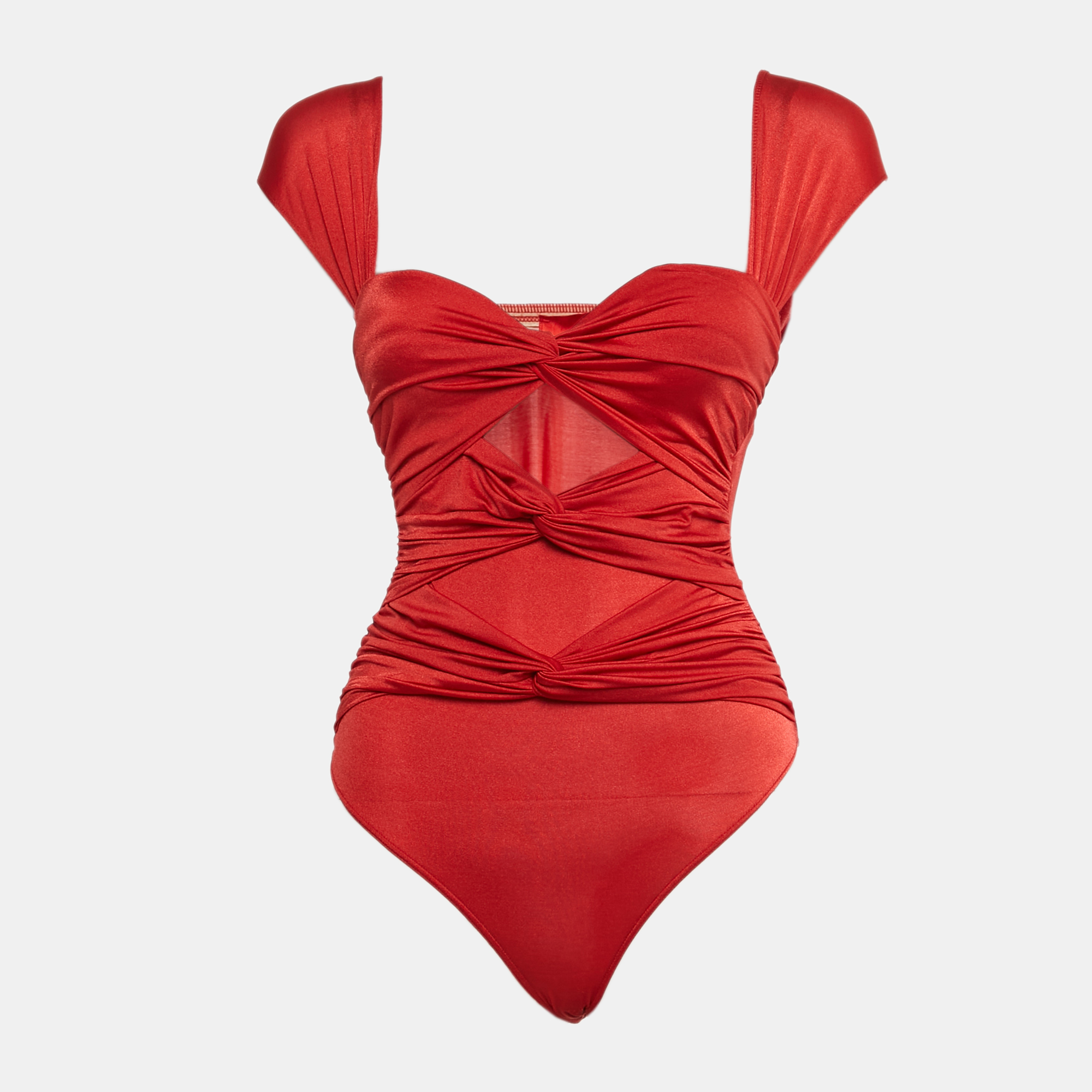 Valentino Wolford Red Lycra String Bodysuit S