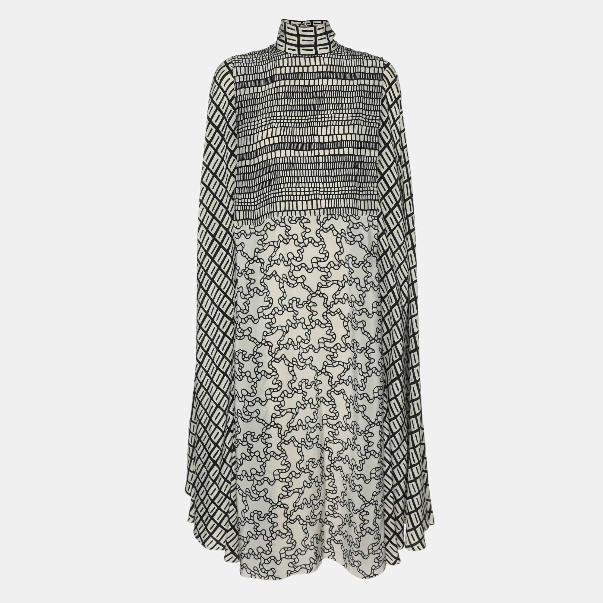 Valentino Black/White Printed Silk Blend Kaftan Dress XS - Valentino - Modalova