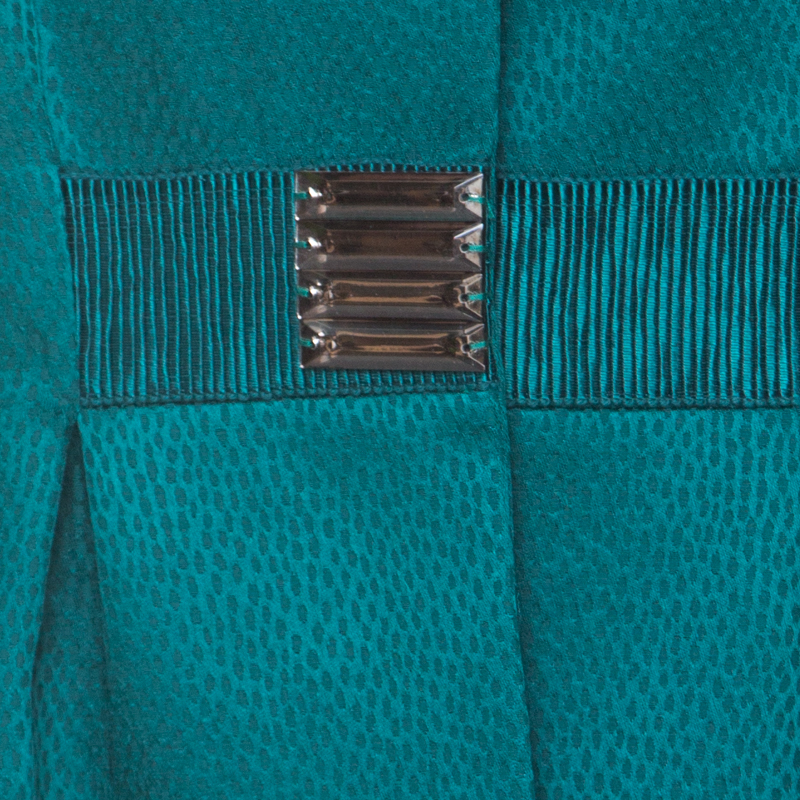 Valentino Green Jacquard Embellished Waist Cropped Jacket L
