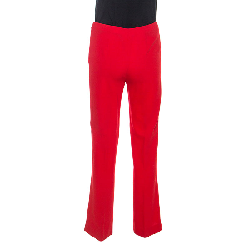 Valentino Red Wool Crepe Tailored Trousers M
