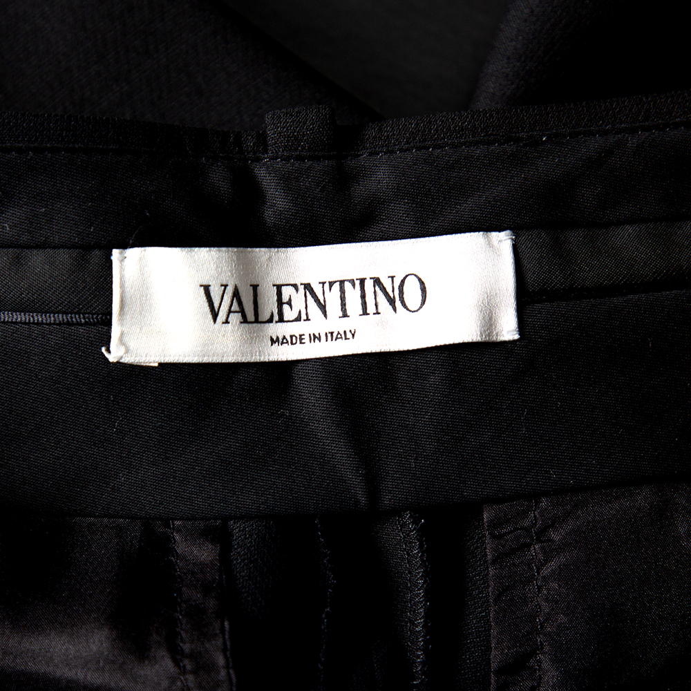 Valentino Black Wool & Silk Straight Leg Trousers S