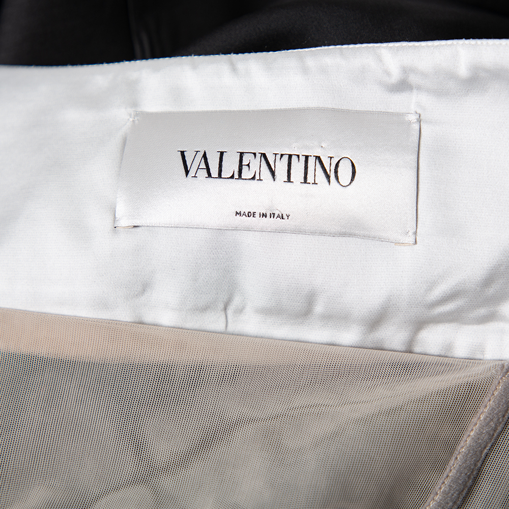 Valentino Black & White Wool & Silk Blend Bow Detail Strapless Tube Dress M