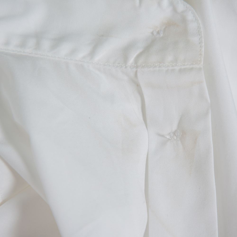 Valentino White Cotton Neck Tie Detail Oversized Shirt S