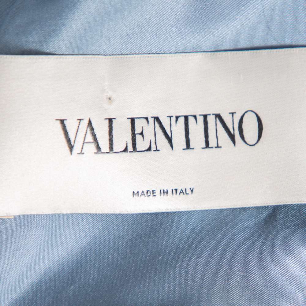 Valentino Powder Blue Wool & Silk Bow Detail Sleeveless Shift Dress S