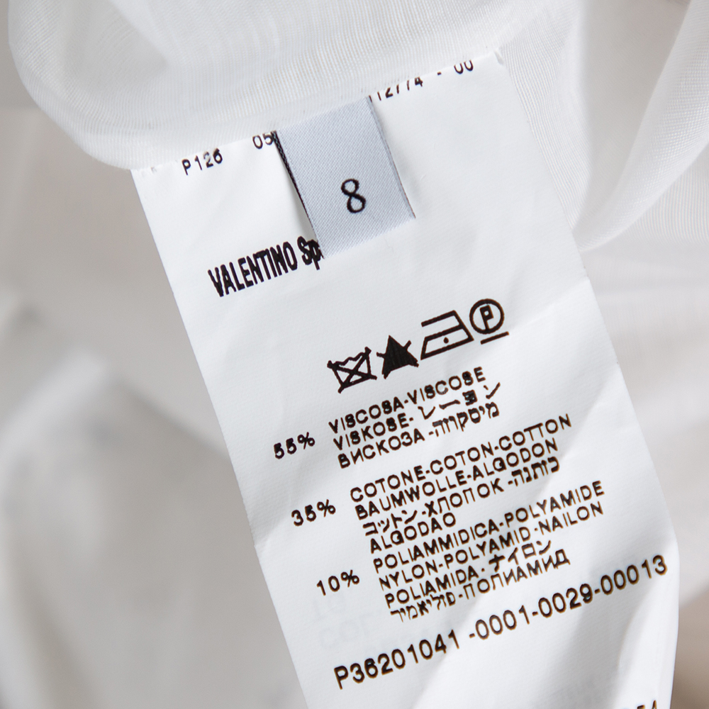 Valentino White Lace Ruffle Detail One Shoulder Midi Dress M