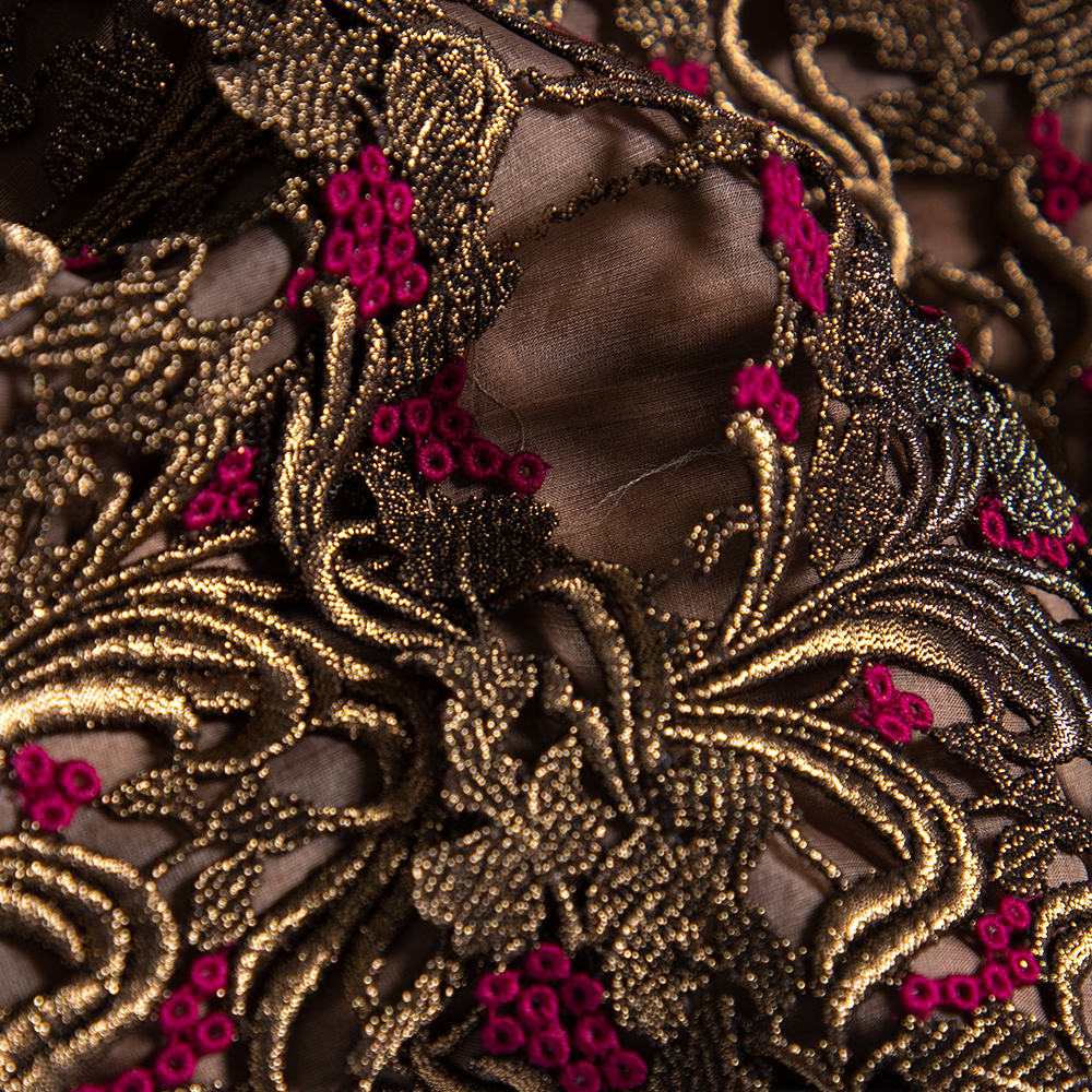 Valentino Bronze Lace Overlay Sheath Dress L
