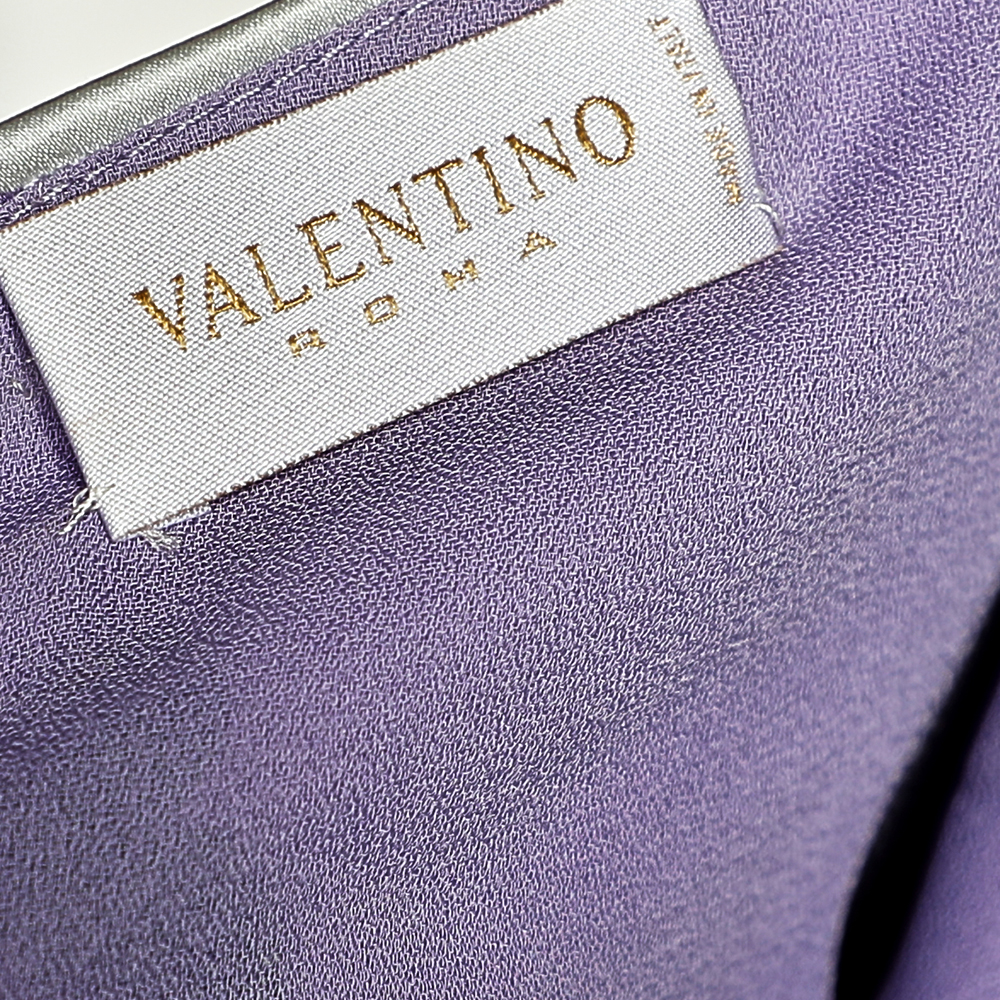 Valentino Lilac Butterfly Printed Silk Satin Asymmetric Hem Camisole M