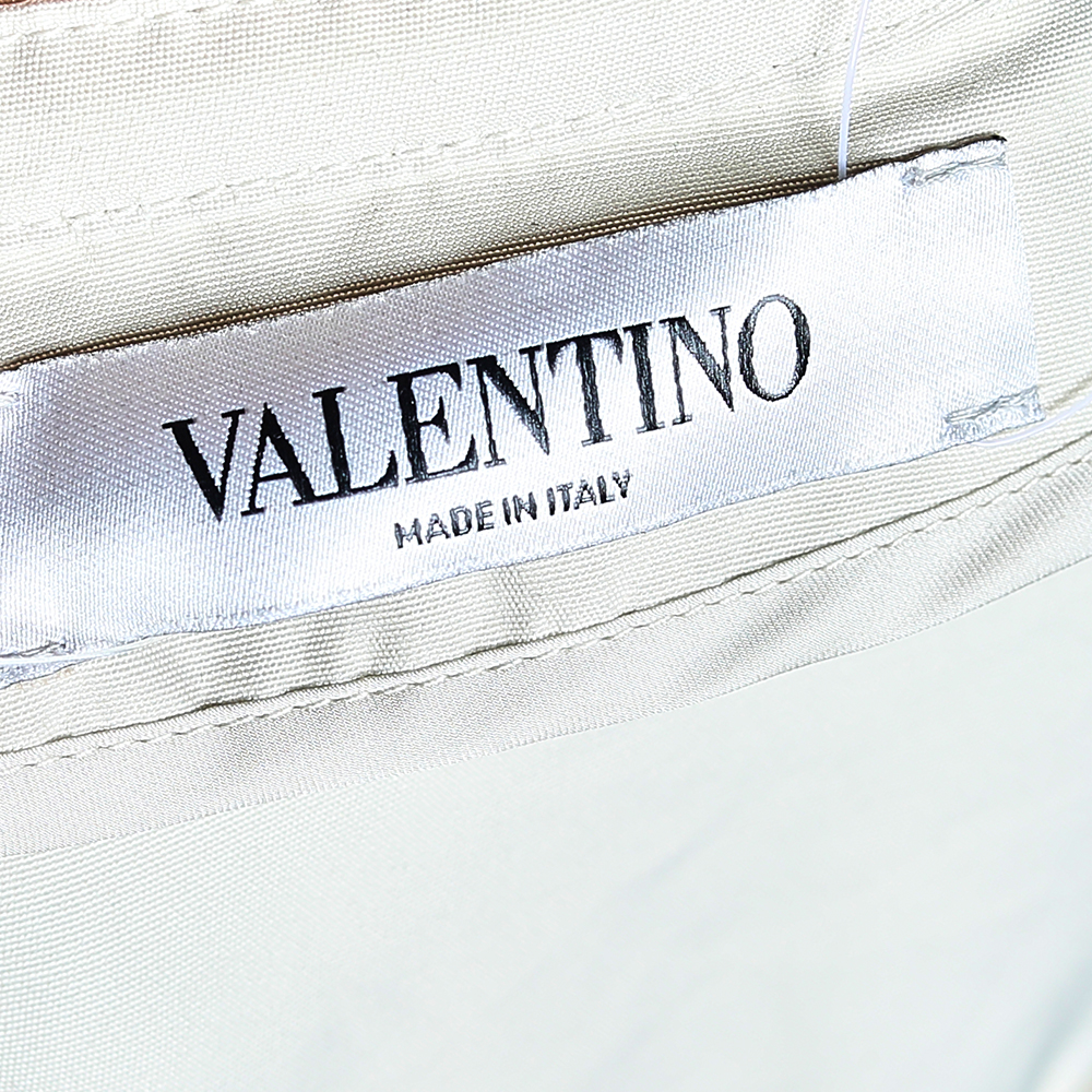 Valentino Cream Ruffled Cotton Zip Front Jacket M