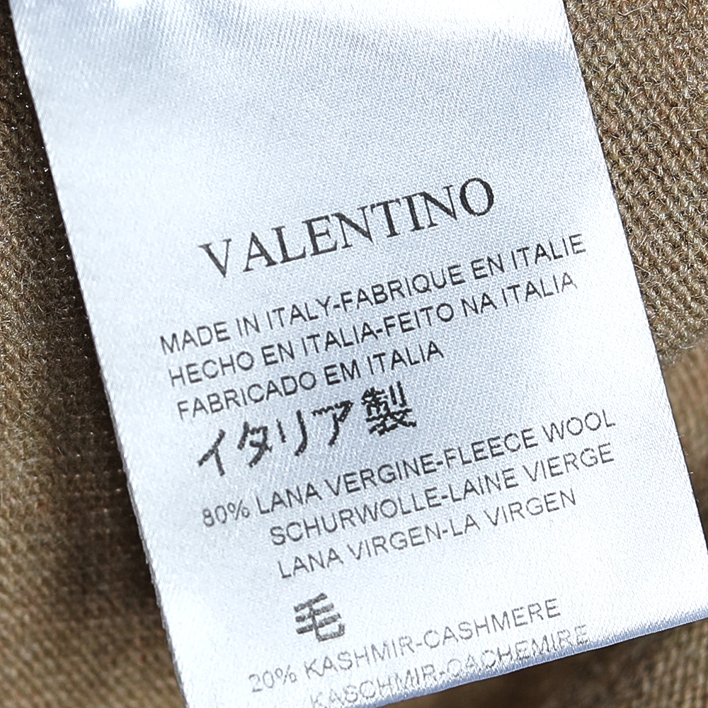Valentino Vintage Beige Wool & Cashmere Lace Trim Detail Top S