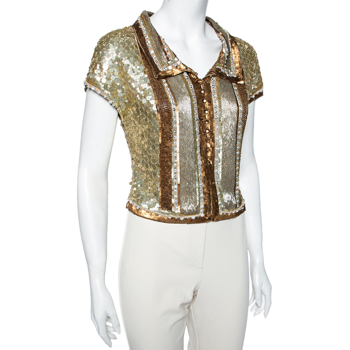 Valentino Gold Embellished Tulle Top
Valentino Gold Embellished Tulle Top