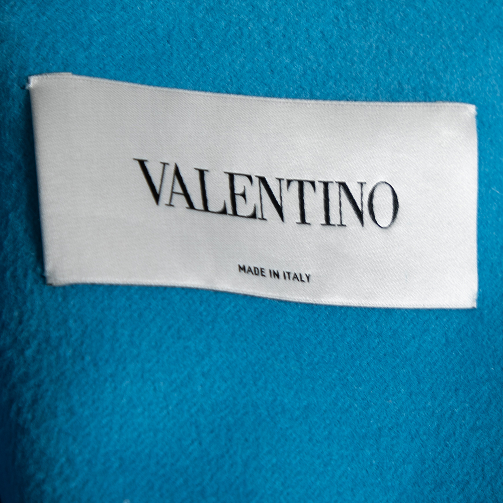 Valentino Blue Wool & Angora Flared Coat & Sleeveless Shrug Set L