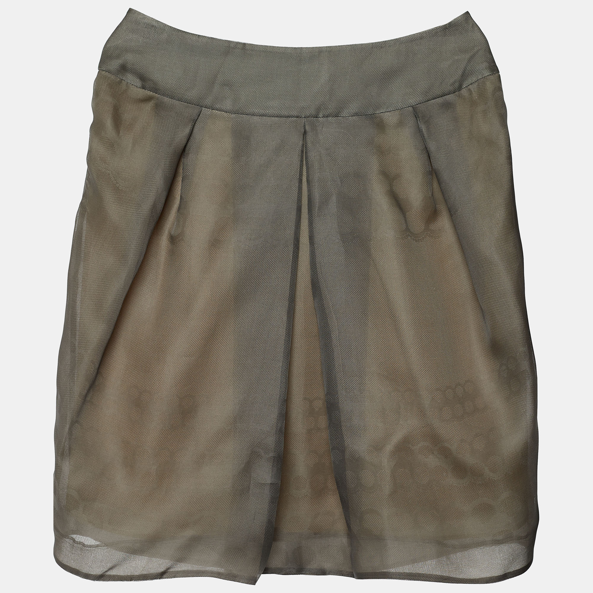 Valentino Grey Silk Pleat Detail Skirt L