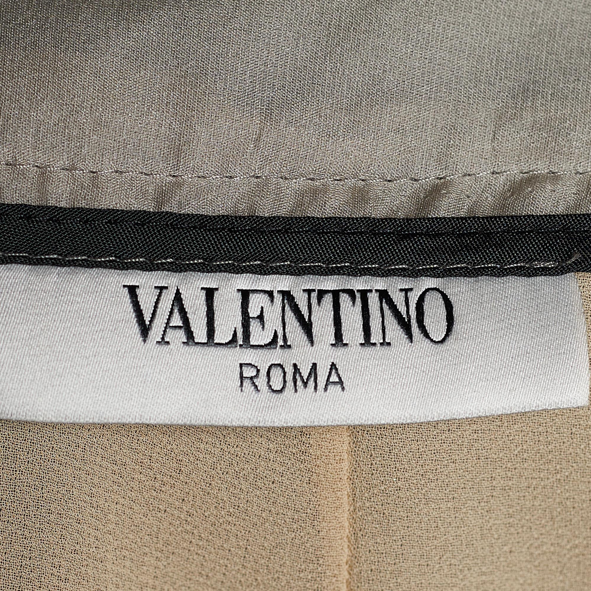 Valentino Grey Silk Pleat Detail Skirt L