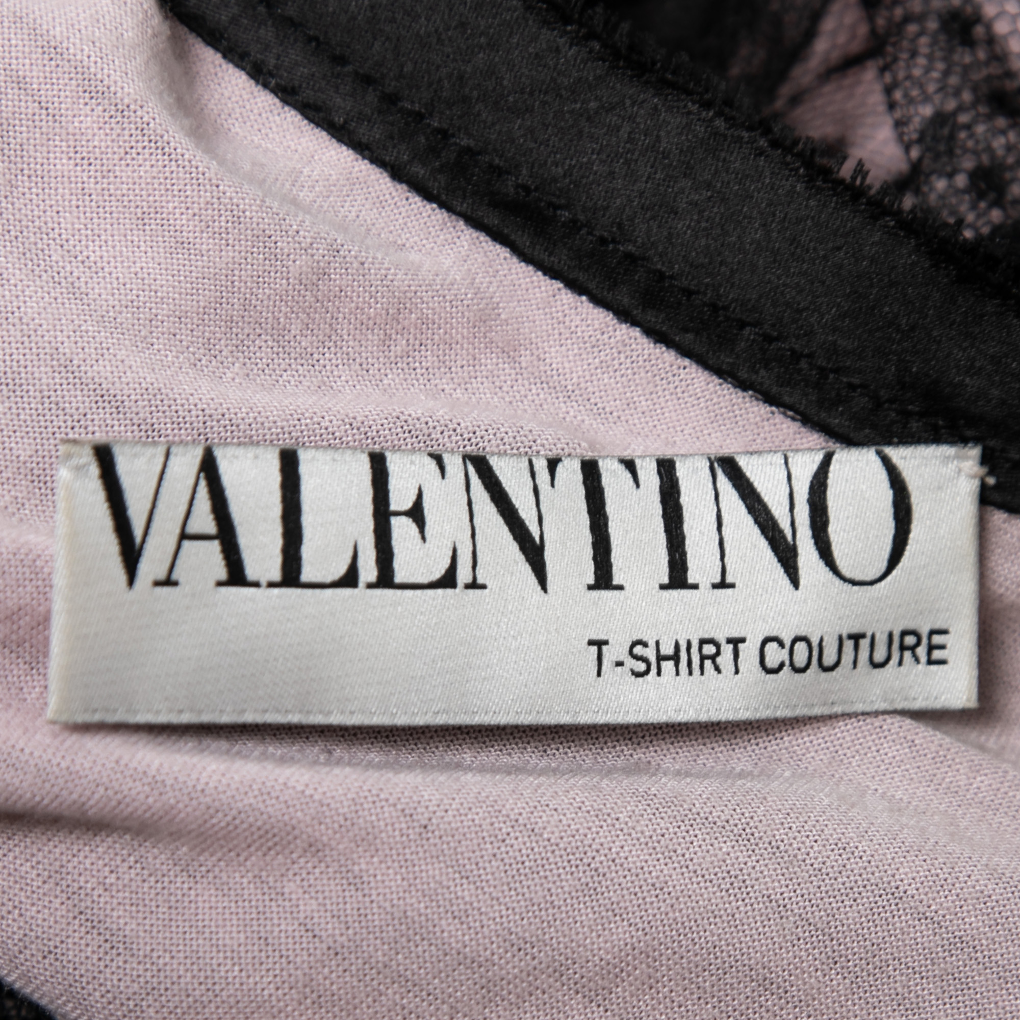 Valentino Pink/ Black Mesh Overlay Ruffled Detailed Top L