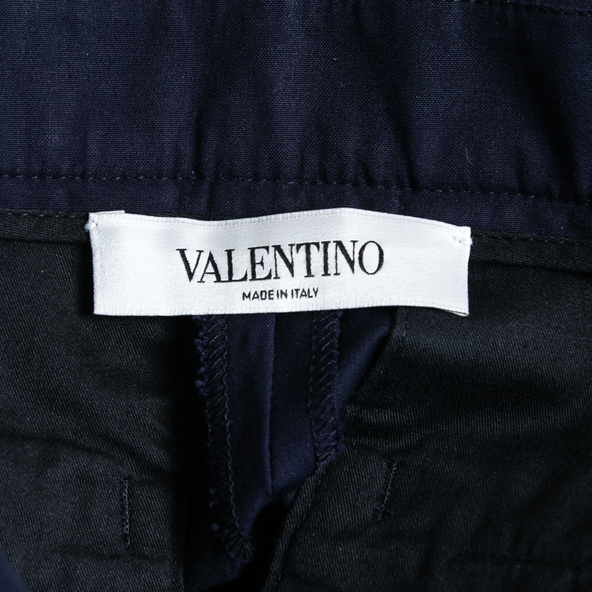 Valentino Navy Blue Cotton Straight Leg Ankle Length Pants S