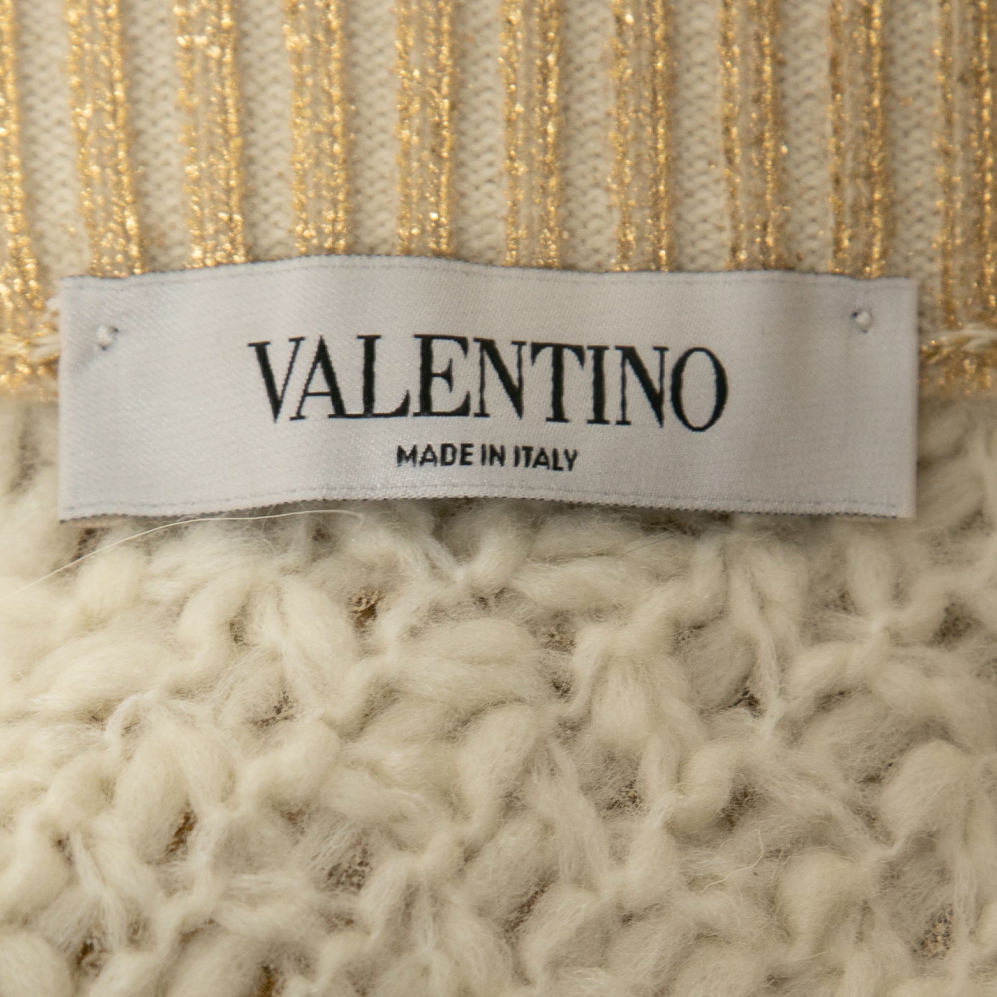 Valentino Gold Coated Wool Knit Skirt M