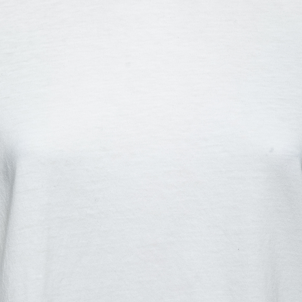 Valentino White Cotton V-Logo Printed Round Neck T-Shirt XS