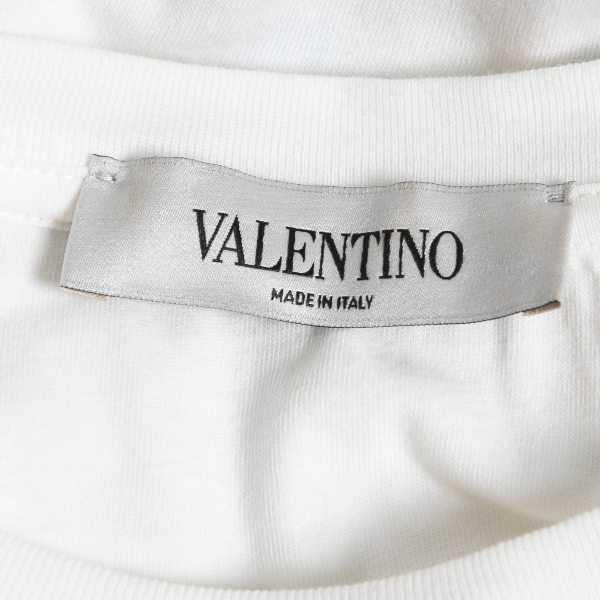 Valentino White Logo Printed Cotton Short Sleeve T-Shirt XS