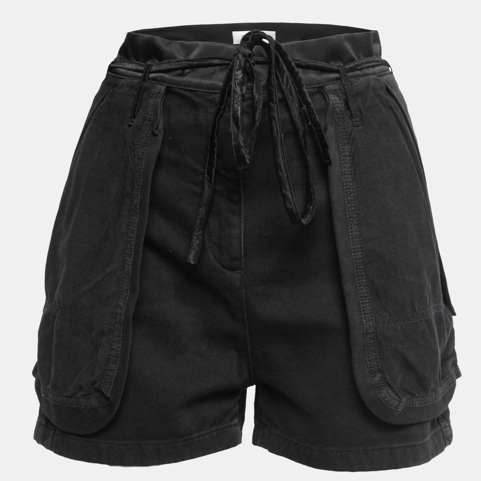 Valentino Black Denim Inside Out Shorts L