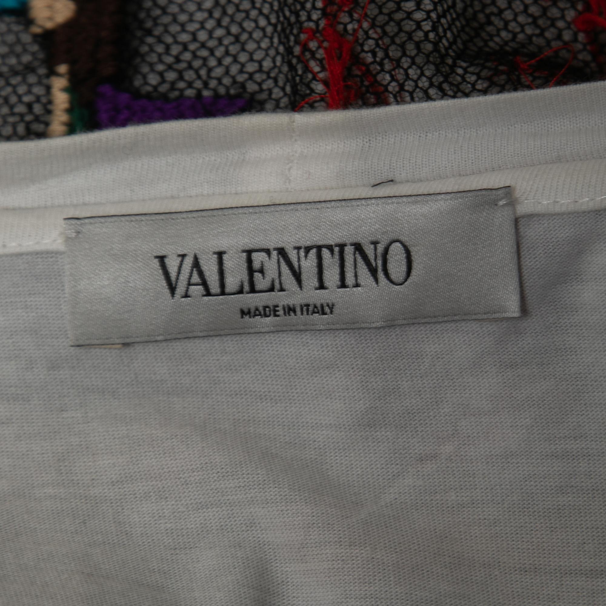 Valentino Multicolor Knit Crew Neck Half Sleeve Blouse M