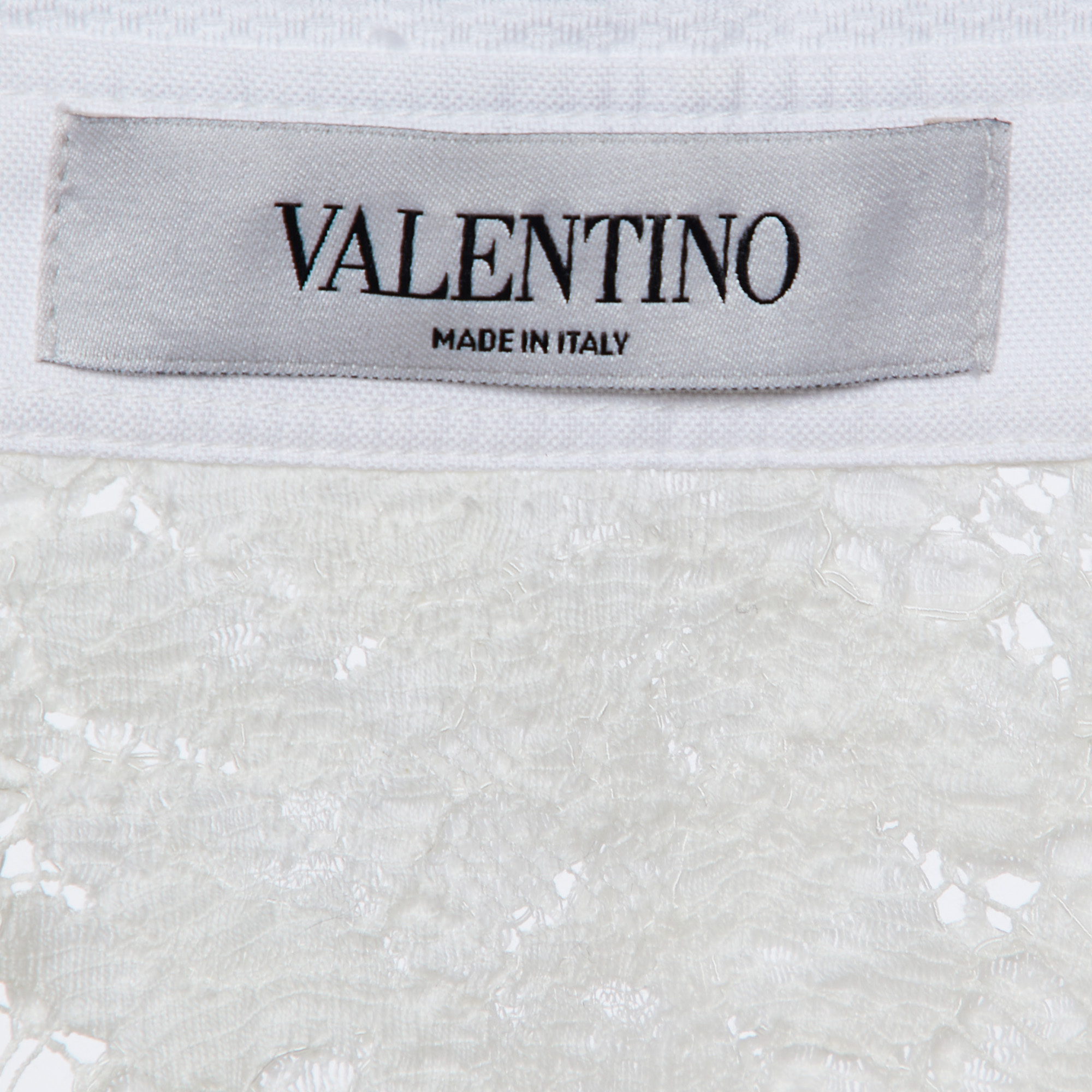 Valentino White Lace Contrast Detail Shirt L
