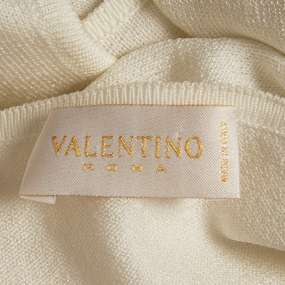 Valentino White Knit Braid Detailed Sleeveless Top M