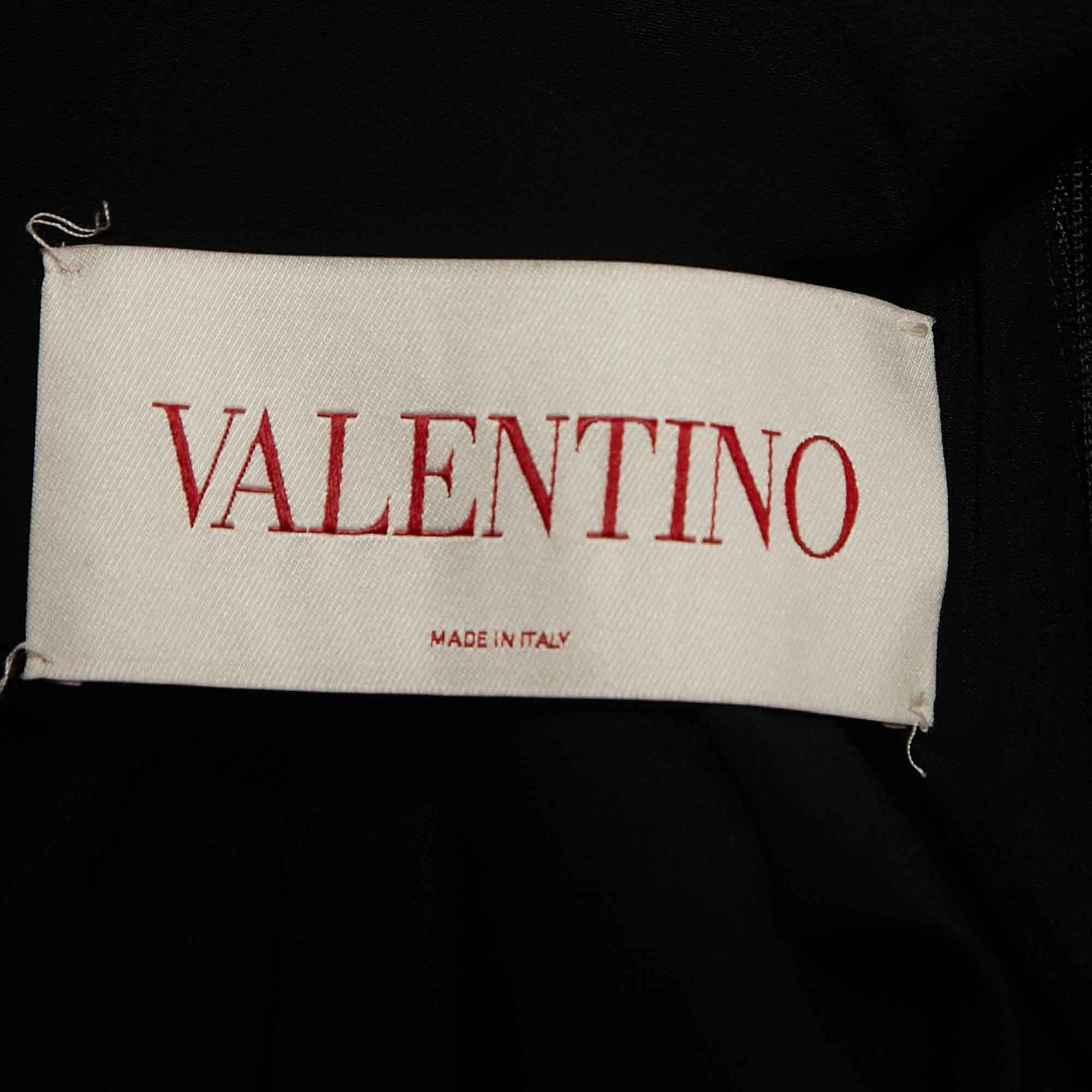 Valentino Black Wool Blend Lace Trimmed Turtle Neck Mini Dress XL