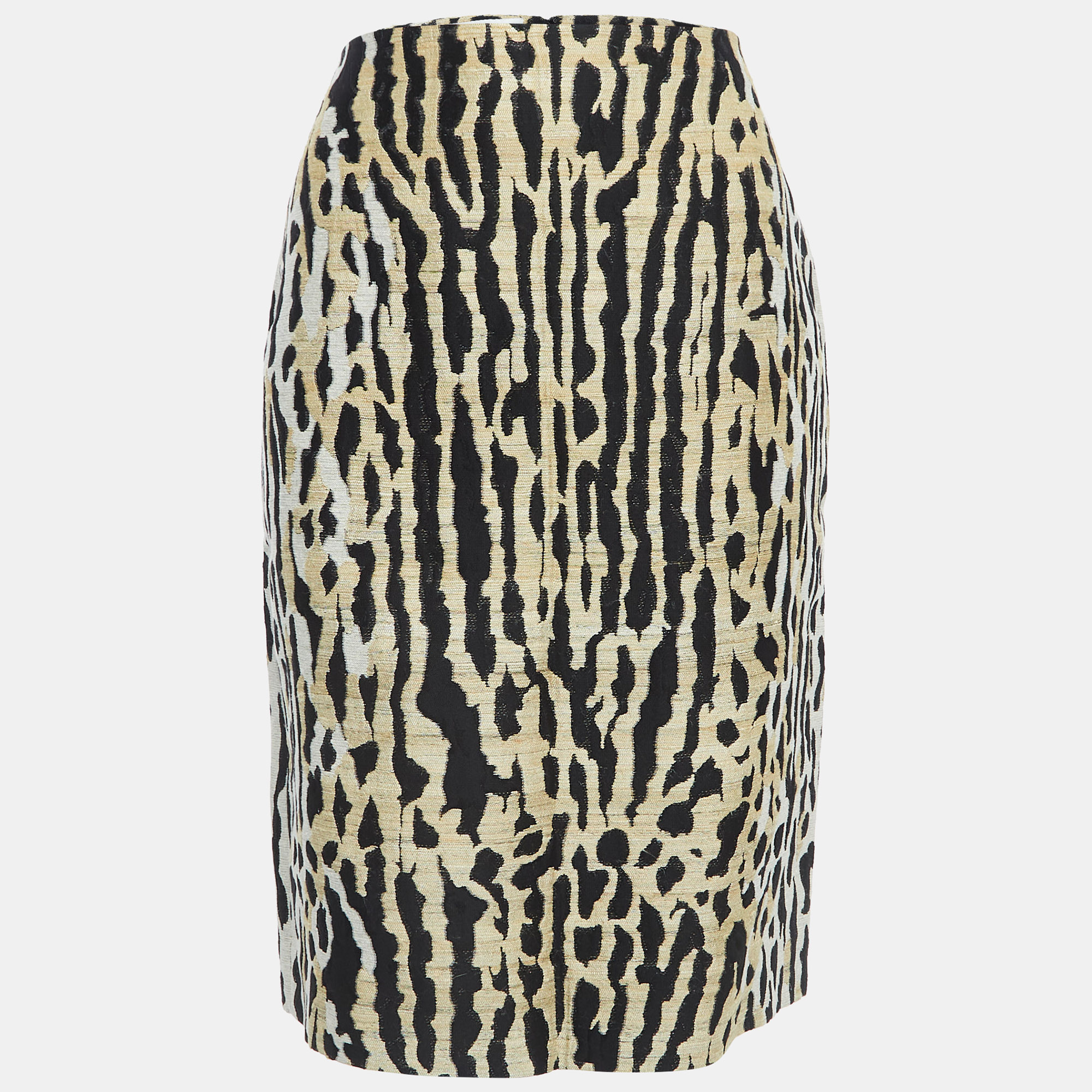 Valentino Beige Animal Skin Jacquard Knee Length Skirt M