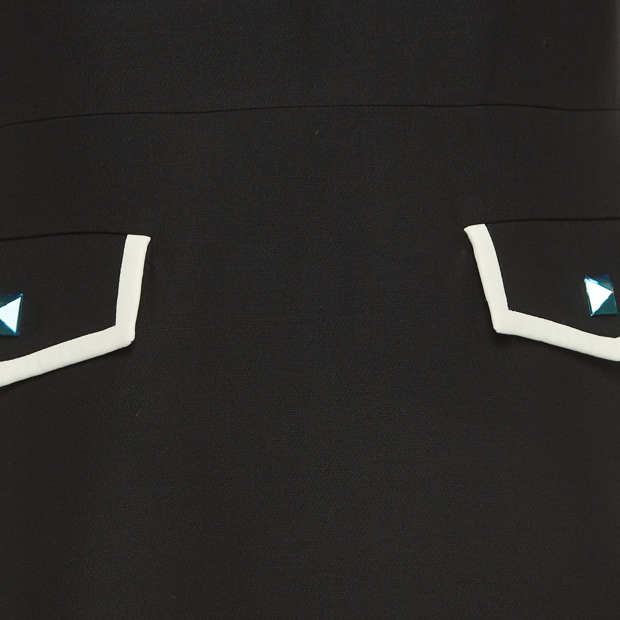 Valentino Black Crepe Stud Button Detail Couture Dress XL
