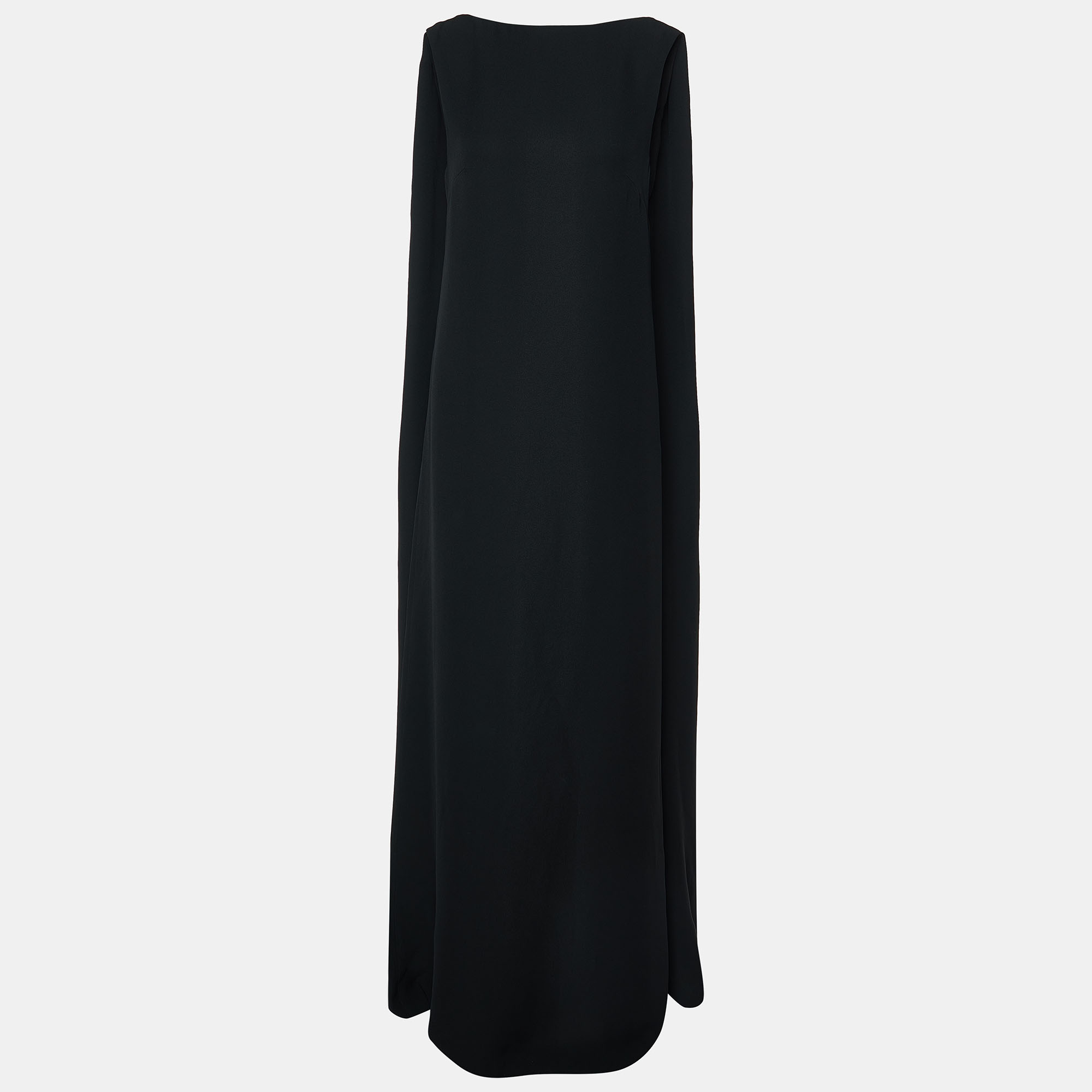 Valentino black silk crepe sleeveless maxi dress m