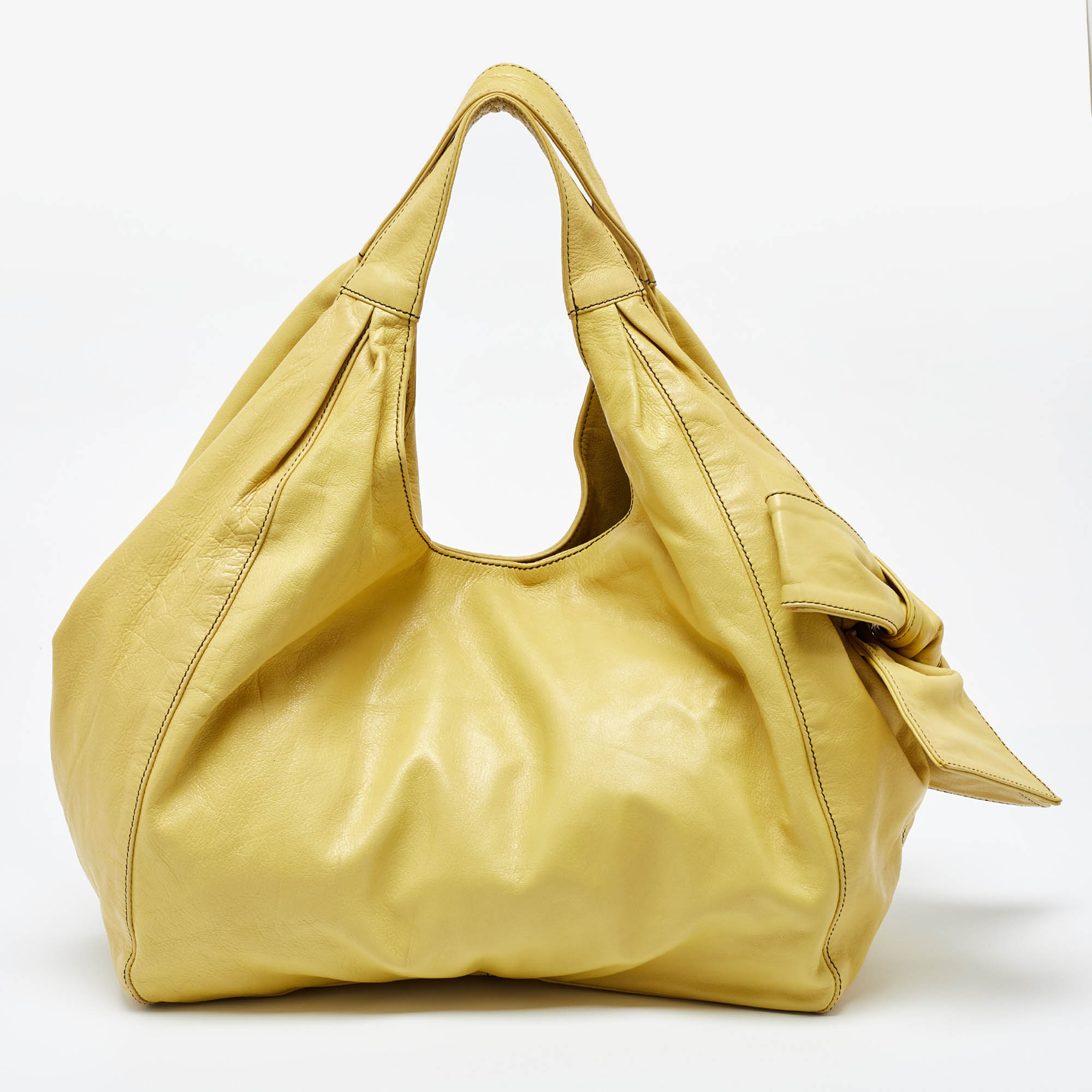 Valentino Yellow Leather Bow Hobo