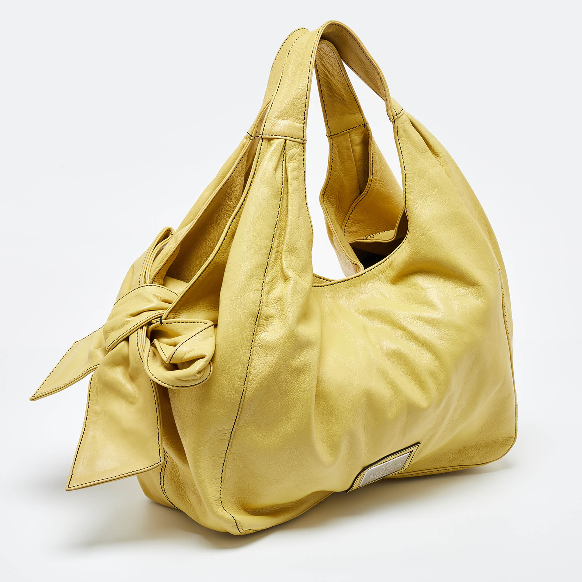 Valentino Yellow Leather Bow Hobo