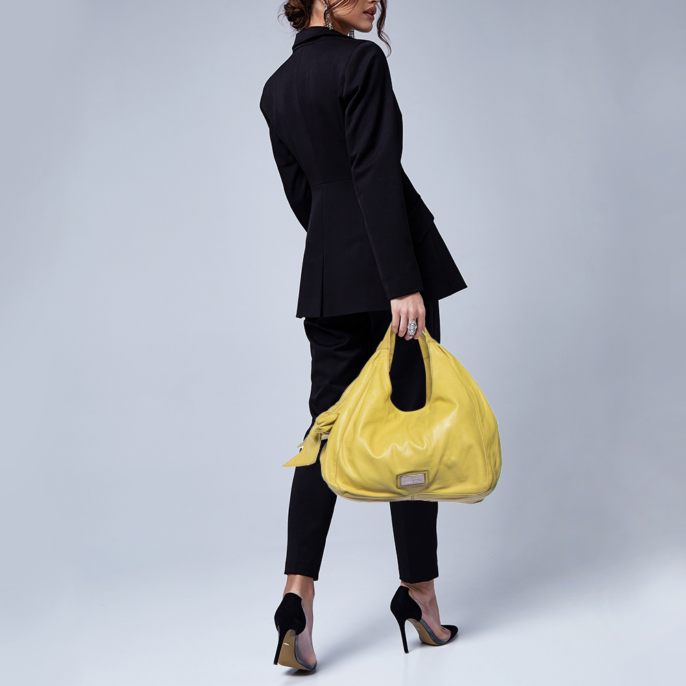 Valentino Yellow Leather Bow Hobo