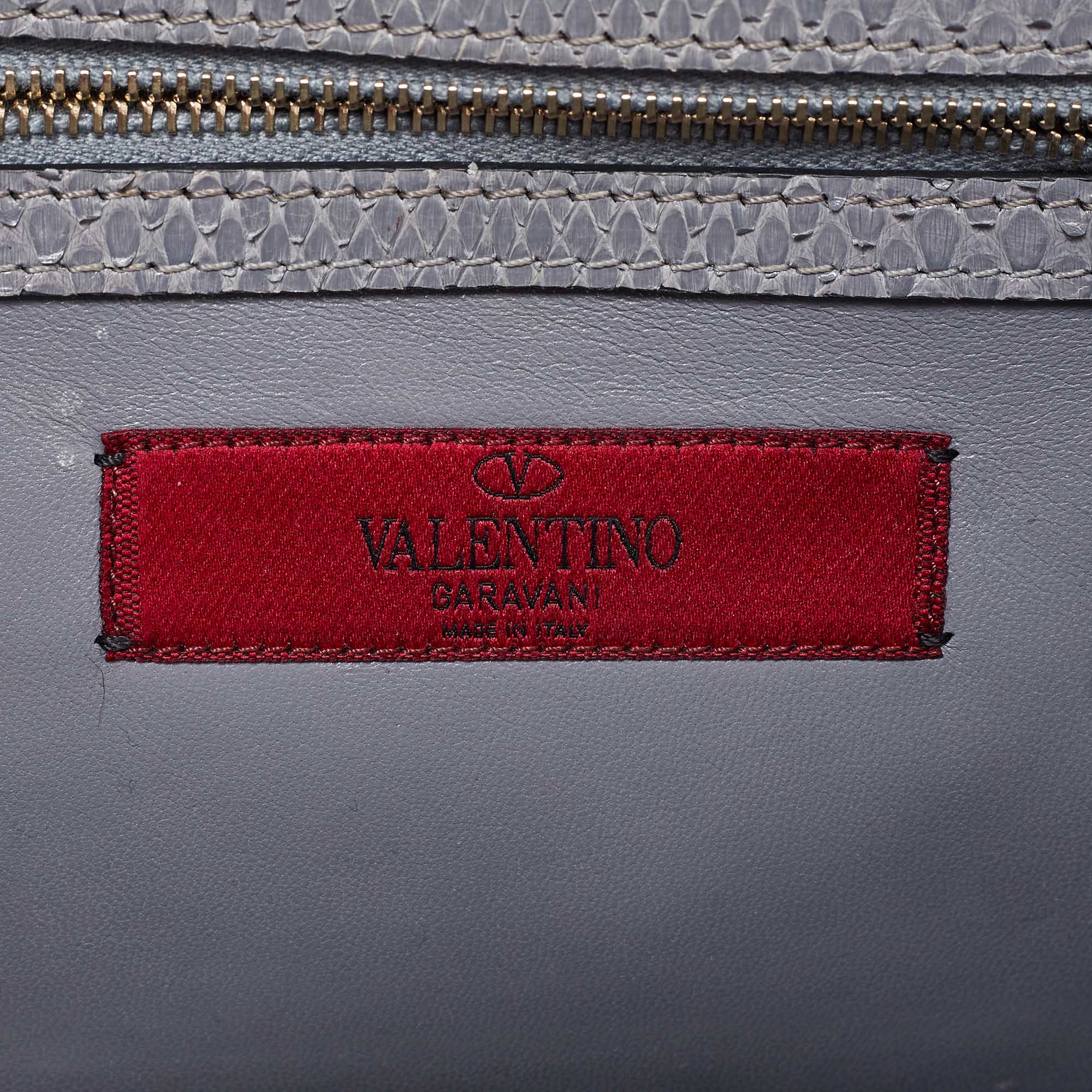 Valentino Grey Python Panther Flap Shoulder Bag