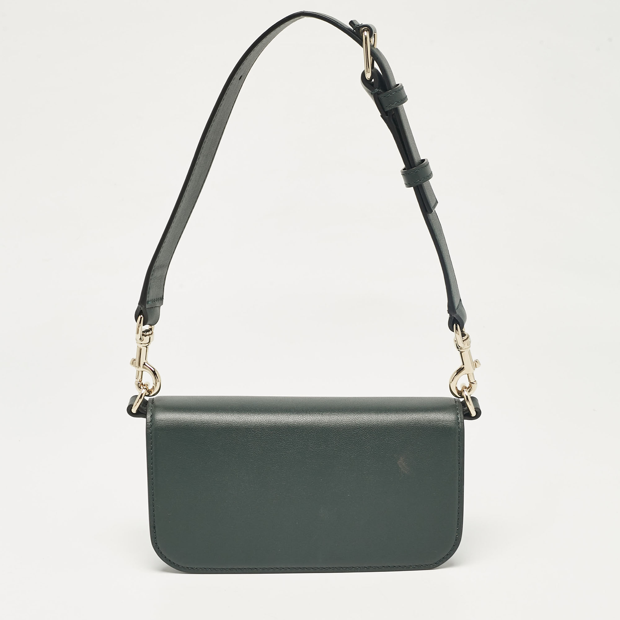 Valentino Dark Green Leather Small Loco Shoulder Bag