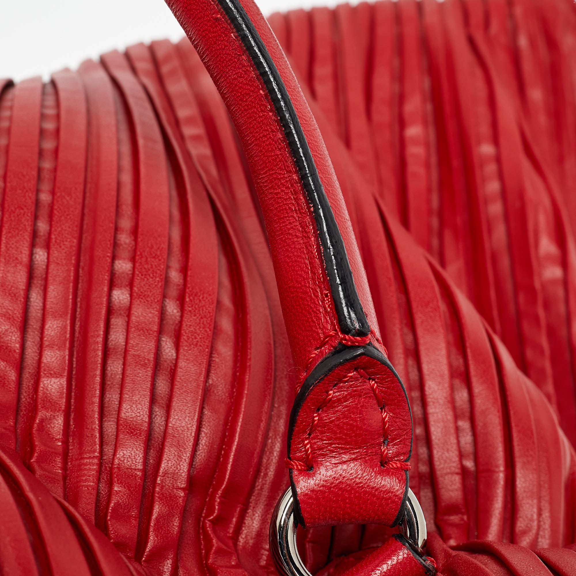 Valentino Red Leather Rosette Satchel