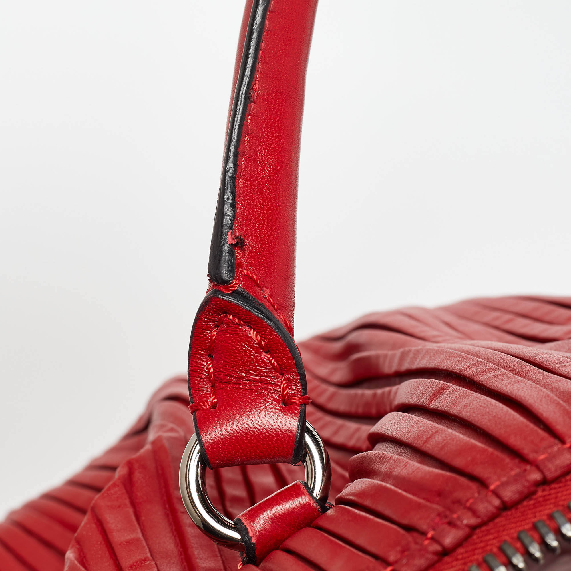 Valentino Red Leather Rosette Satchel