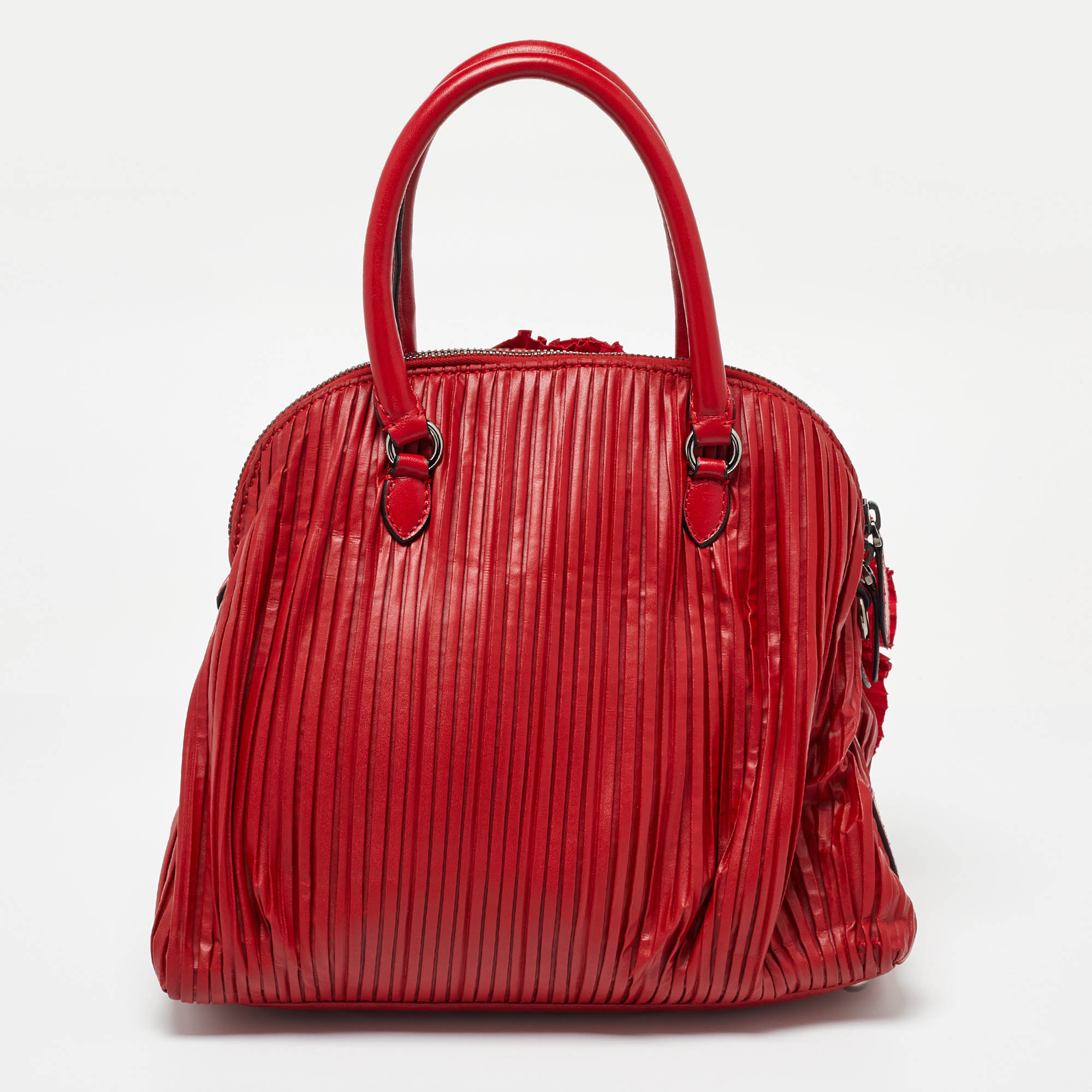 Valentino Red Leather Rosette Satchel