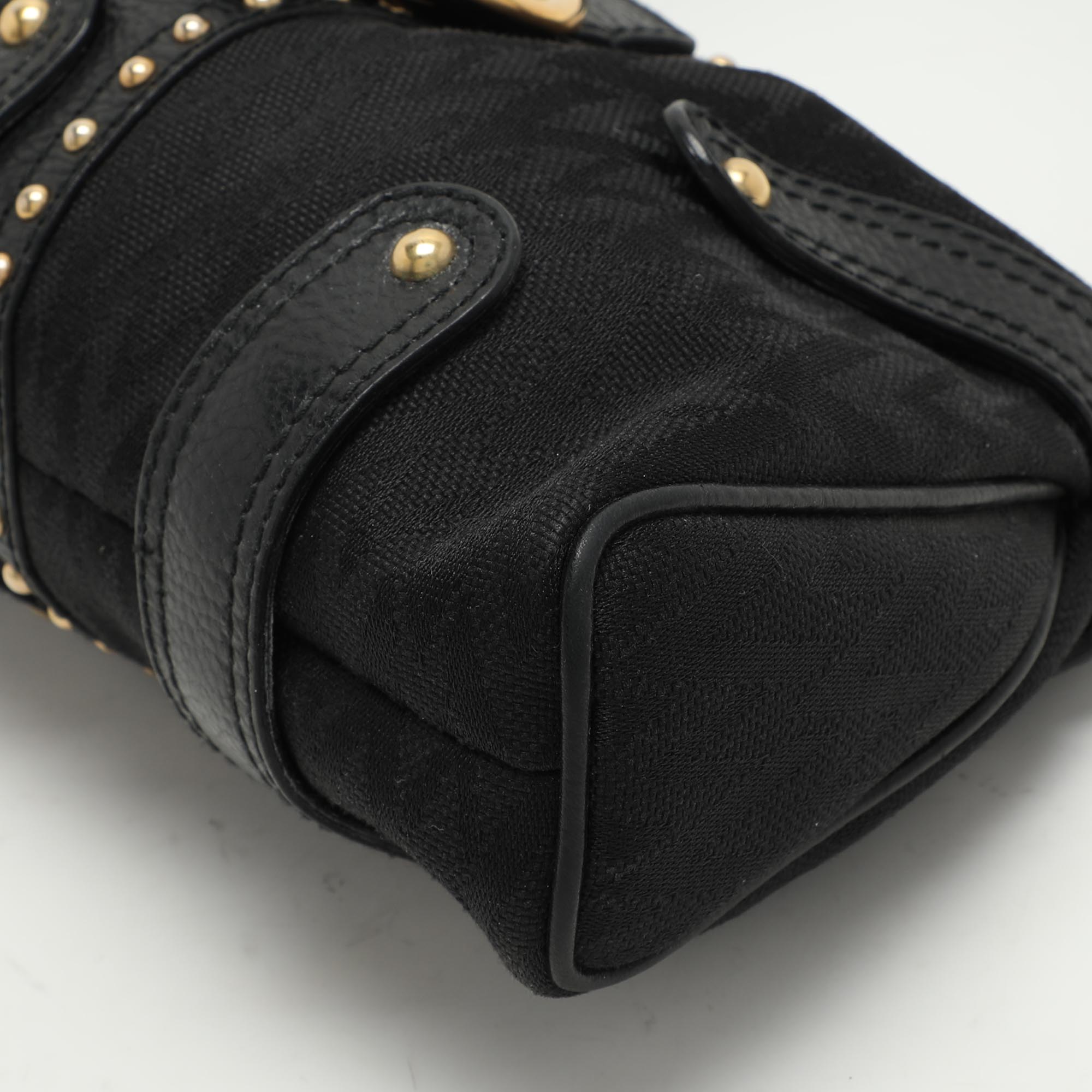 Valentino Black Canvas And Leather Embellished Satchel