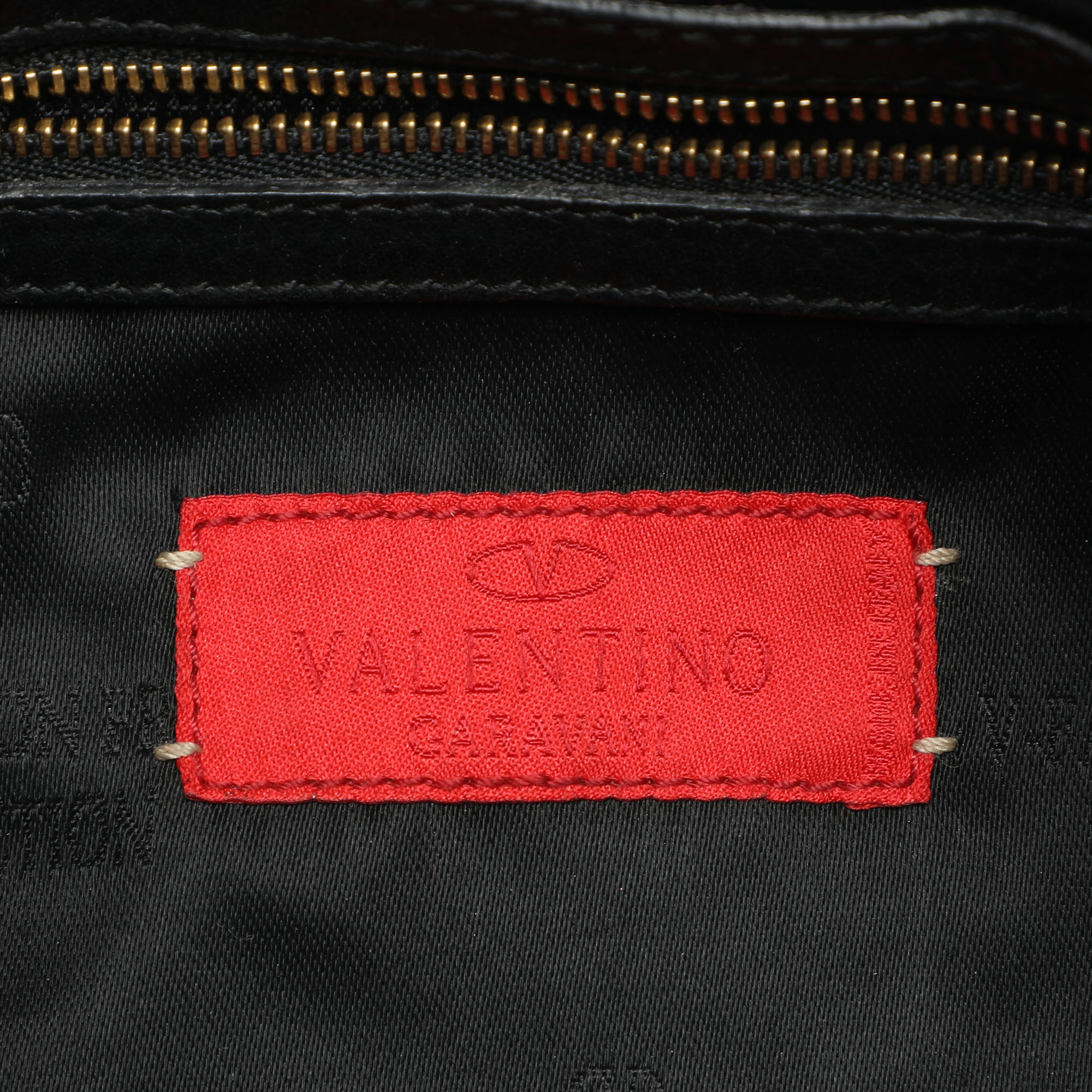 Valentino Black Canvas And Leather Embellished Satchel