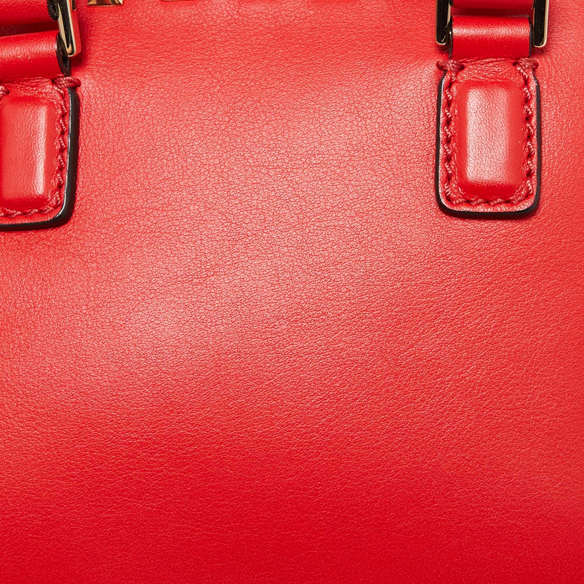 Valentino Red Leather Rockstud Camera Crossbody Bag