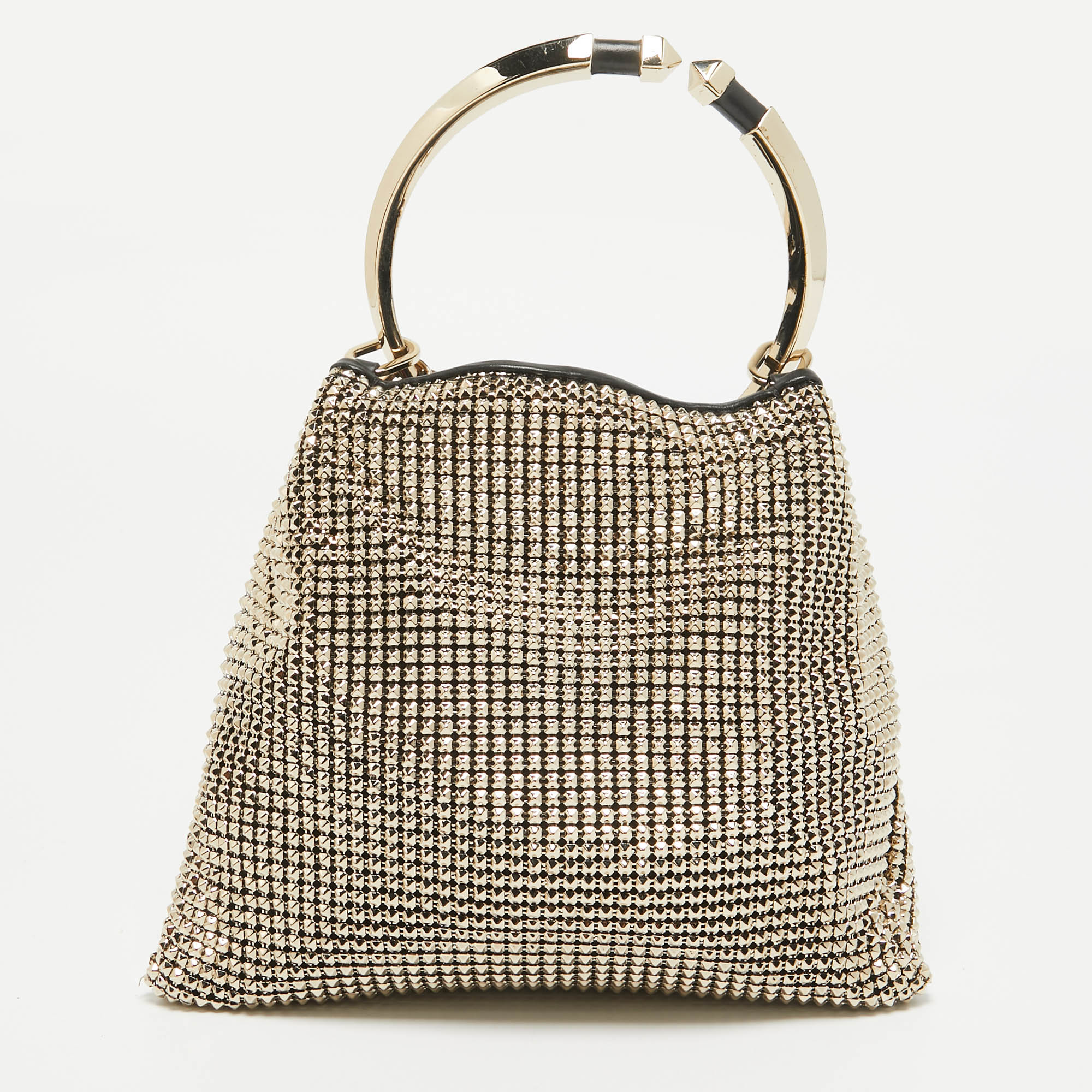 Valentino Gold Chainmail Bebop Ring Loop-Handle Clutch