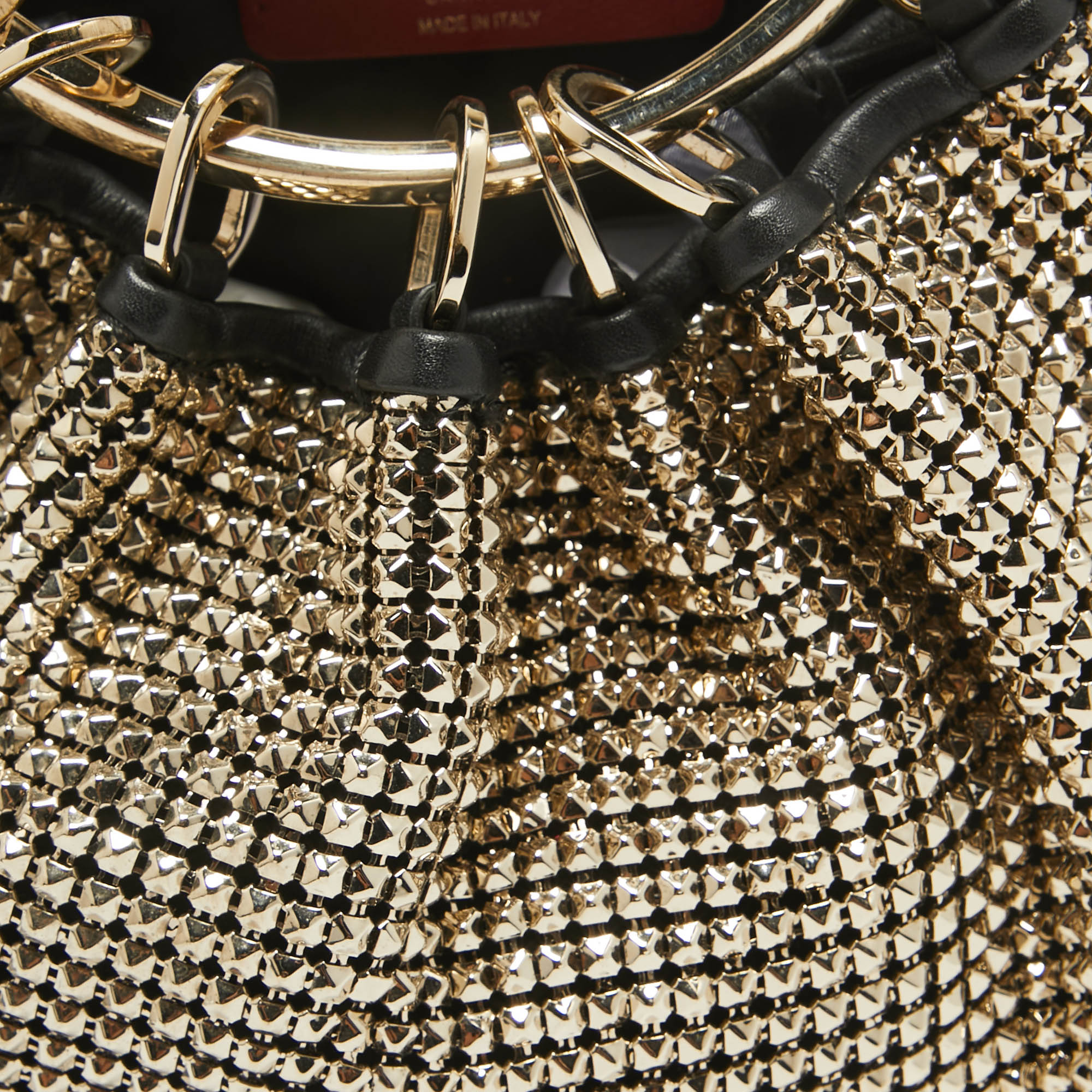 Valentino Gold Chainmail Bebop Ring Loop-Handle Clutch