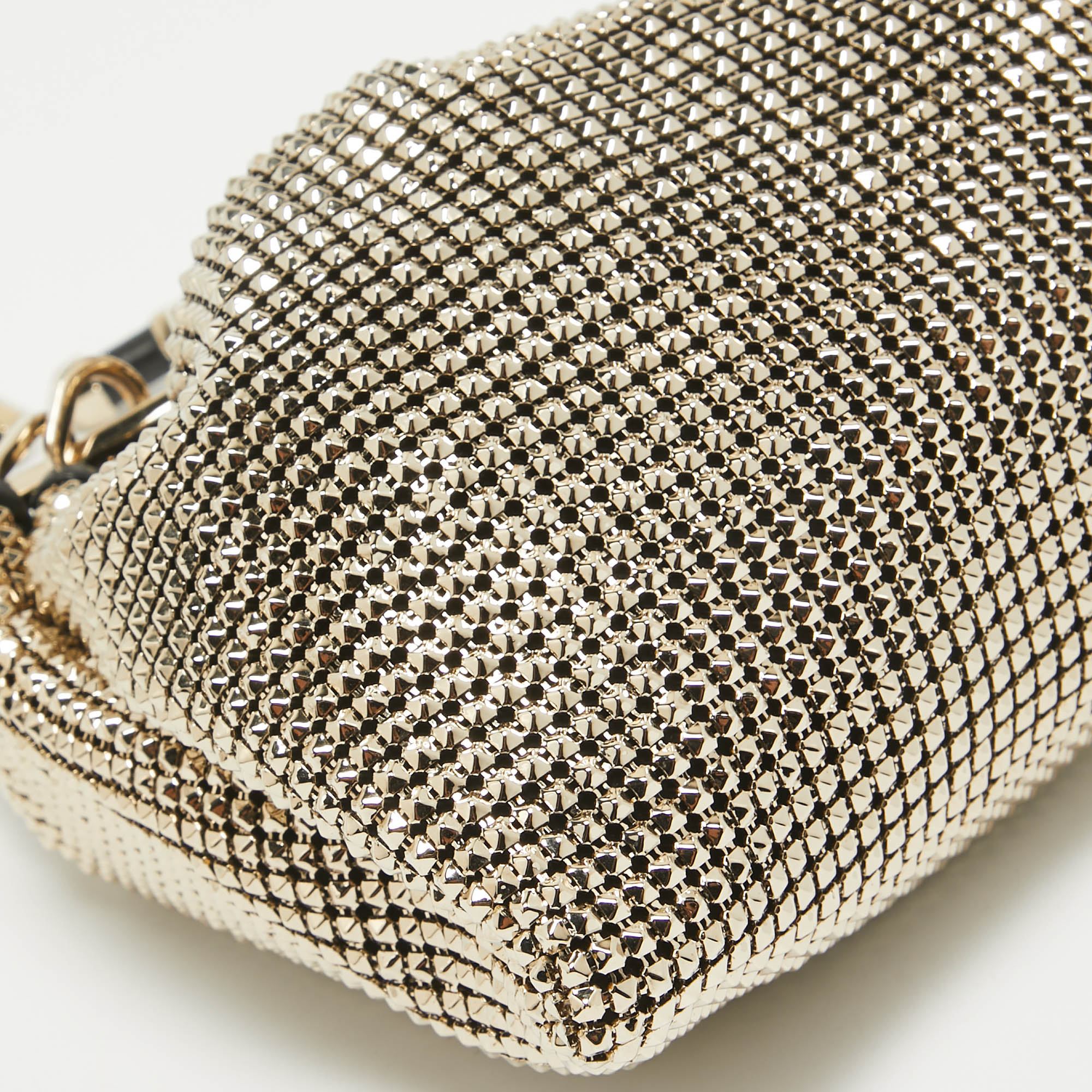 Valentino Gold Chainmail Bebop Ring Loop-Handle Clutch